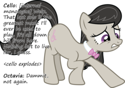 Size: 1280x899 | Tagged: safe, octavia melody, earth pony, pony, g4, bowtie, cello, cutie mark, female, glorious cello princess, gritted teeth, hooves, insane pony thread, mare, musical instrument, sad, simple background, solo, text, transparent background, tumblr, vector