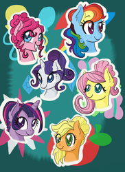 Size: 1024x1409 | Tagged: safe, artist:rastaquouere69, applejack, fluttershy, pinkie pie, rainbow dash, rarity, twilight sparkle, g4, alternate hairstyle, mane six