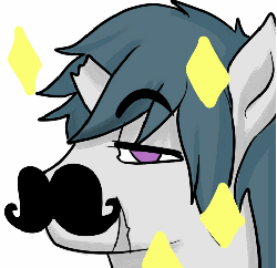 Size: 490x476 | Tagged: safe, artist:sketchnathan, oc, oc only, pony, unicorn, animated, broken horn, eyebrow wiggle, eyebrows, horn, male, moustache, solo