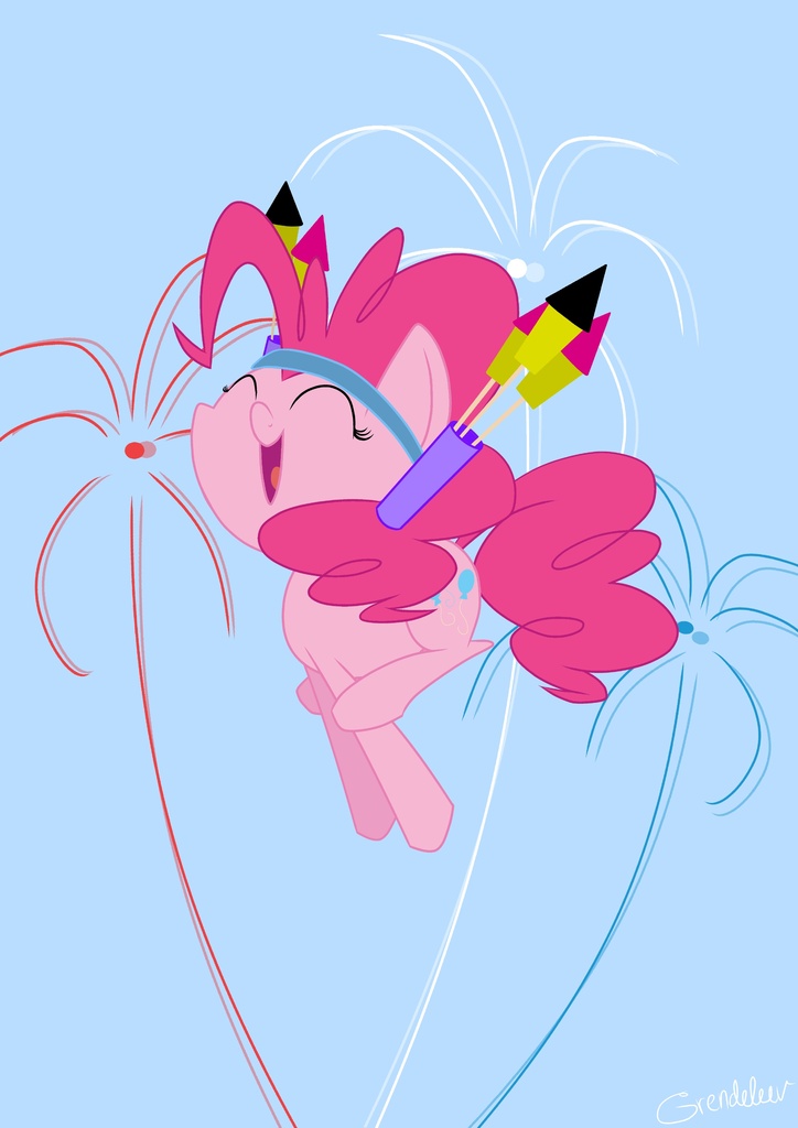 364778 Safe Artistgrendeleev Pinkie Pie Absurd Resolution Female Fireworks Solo 1224