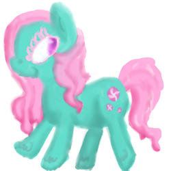 Size: 1600x1600 | Tagged: dead source, safe, artist:elnachato, minty, earth pony, pony, g3, g4, colored eyelashes, female, g3 to g4, generation leap, lineless, mare, pink eyelashes, simple background, solo, unshorn fetlocks, white background