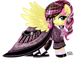 Size: 762x600 | Tagged: safe, artist:nauticaldog, oc, oc only, pegasus, pony, alternate hairstyle, clothes, dress, female, not fluttershy, shoes, solo