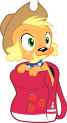 Size: 1668x3041 | Tagged: safe, artist:omega-style, applejack, spike, spike the regular dog, dog, equestria girls, g4, appledog, backpack, female, simple background, solo, species swap, spike the dog, transparent background, vector