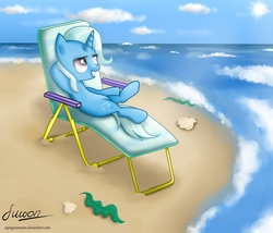 Size: 2500x2143 | Tagged: safe, trixie, pony, unicorn, g4, beach, female, mare, solo, sunbathing