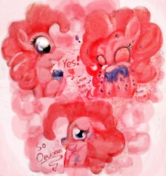 Size: 2834x3008 | Tagged: safe, artist:edwardthecat, pinkie pie, g4, cupcake, eating, female, messy, solo