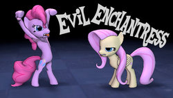 Size: 600x338 | Tagged: safe, artist:nutrafin, fluttershy, pinkie pie, g4, 3d, evil enchantress, source filmmaker