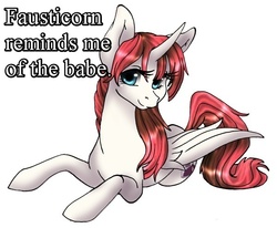 Size: 600x494 | Tagged: safe, artist:sugarcup, edit, oc, oc only, oc:fausticorn, labyrinth, lauren faust, quote, solo, times new roman