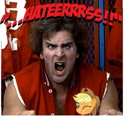 Size: 426x398 | Tagged: safe, ogre, barely pony related, brony, hater, haters, image macro, reaction, reaction image, revenge of the nerds