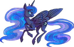 Size: 949x607 | Tagged: safe, artist:griffsnuff, princess luna, alicorn, pony, g4, cutie mark, ethereal mane, female, horn, simple background, smiling, solo, starry mane, transparent background, wings