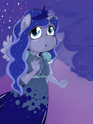 Size: 1200x1600 | Tagged: safe, artist:spacetacular, princess luna, anthro, g4, female, solo