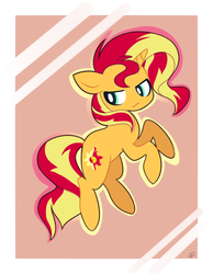 Size: 700x900 | Tagged: safe, artist:yolobutt, sunset shimmer, pony, unicorn, g4, abstract background, female, solo