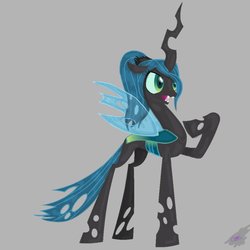 Size: 894x894 | Tagged: dead source, safe, artist:clausmonster, queen chrysalis, changeling, changeling queen, g4, female, high ponytail, ponytail, solo