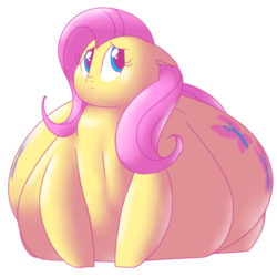 Size: 1280x1280 | Tagged: safe, artist:secretgoombaman12345, fluttershy, pegasus, pony, ask chubby diamond, g4, cute, fat, fattershy, female, mare, morbidly obese, obese, solo, squishy, wingless