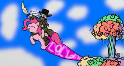 Size: 1024x546 | Tagged: safe, artist:spacebunny2221, pinkie pie, g4, alchestbreach, atomic rainboom