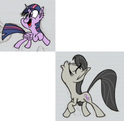 Size: 1566x1526 | Tagged: safe, artist:nocturnalmeteor, octavia melody, twilight sparkle, alicorn, pony, g4, female, mare, twilight sparkle (alicorn)