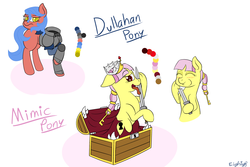 Size: 3000x2000 | Tagged: safe, artist:eightyeight, oc, oc only, dullahan, mimic, mimic pony, monster pony, armor, detachable head, disembodied head, headless, modular, treasure chest