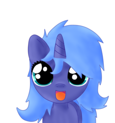 Size: 2347x2509 | Tagged: safe, artist:sharkiity, princess luna, g4, bed mane, cute, female, filly, looking at you, simple background, solo, woona