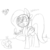 Size: 1000x1000 | Tagged: safe, artist:pegacornss, fluttershy, bird, pegasus, pony, squirrel, g4, female, flower, flower in hair, monochrome, singing, sketch, solo