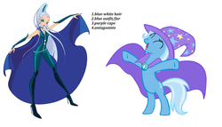 Size: 1858x1060 | Tagged: safe, trixie, pony, unicorn, g4, comparison, crossover, icy, overthinking it, winx club, witch