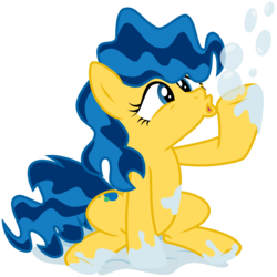 Size: 3000x3000 | Tagged: safe, artist:sunley, bubbles (g1), earth pony, pony, g1, g4, blowing, blowing bubbles, bubble, bubblebetes, cute, female, g1 to g4, generation leap, mare, puddle, simple background, soap bubble, solo, transparent background