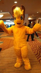 Size: 422x750 | Tagged: safe, applejack, human, g4, fursuit, irl, irl human, nightmare fuel, photo