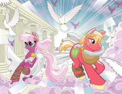 Size: 981x756 | Tagged: safe, artist:tony fleecs, idw, big macintosh, cheerilee, dove, earth pony, pony, g4, comic cover, cover, male, stallion