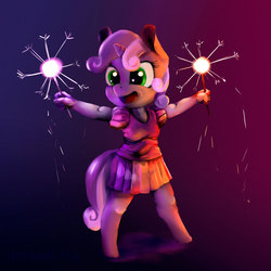 Size: 1280x1280 | Tagged: safe, artist:hiroshi-tea, sweetie belle, anthro, g4, female, fireworks, solo