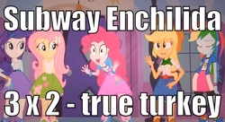 Size: 631x344 | Tagged: safe, edit, edited screencap, screencap, applejack, fluttershy, pinkie pie, rainbow dash, rarity, equestria girls, g4, my little pony equestria girls, image macro, meme, pinkie has a crazy idea