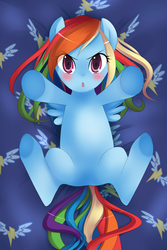 Size: 2000x3000 | Tagged: safe, artist:netamenta, rainbow dash, g4, blushing, female, filly, filly rainbow dash, solo, younger