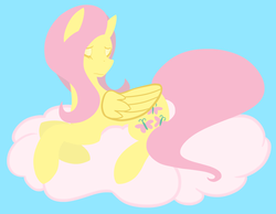 Size: 1685x1305 | Tagged: safe, artist:clair, fluttershy, g4, cloud, eyes closed, female, solo