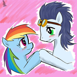 Size: 894x894 | Tagged: safe, artist:misamisa25, rainbow dash, soarin', g4, female, love, male, ship:soarindash, shipping, straight