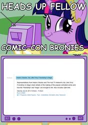 Size: 564x800 | Tagged: safe, twilight sparkle, alicorn, pony, g4, comic con, exploitable meme, female, mare, meme, san diego comic con, tv meme, twiface, twilight sparkle (alicorn)