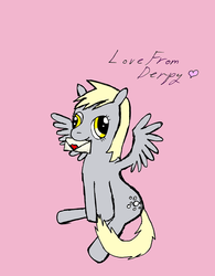 Size: 2490x3186 | Tagged: safe, artist:dinoburger, derpy hooves, pegasus, pony, g4, female, letter, mare, mouth hold, solo