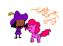 Size: 496x362 | Tagged: safe, artist:ilovehersheyssomuch, pinkie pie, g4, chibi, clopin trouillefou, crossover, cute, disney, the hunchback of notre dame