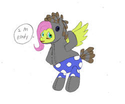 Size: 1050x874 | Tagged: artist needed, safe, fluttershy, smarty pants, pegasus, pony, g4, blushing, clothes, cosplay, costume, female, mare, solo