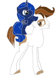 Size: 765x1045 | Tagged: safe, artist:youwillneverkno, pipsqueak, princess luna, alicorn, earth pony, pony, g4, female, filly, luna riding pipsqueak, male, older, ponies riding ponies, riding, role reversal, ship:lunapip, shipping, simple background, stallion, straight, transparent background, woona, younger