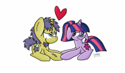 Size: 1024x600 | Tagged: safe, artist:colorfulwonders, comet tail, twilight sparkle, g4, glasses, heart, ship:cometlight, shipping