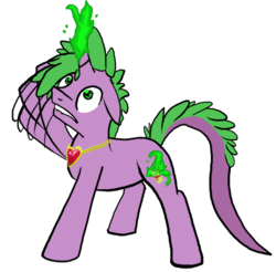 Size: 500x491 | Tagged: safe, artist:fethur, spike, pony, unicorn, g4, fire ruby, male, ponified, ponified spike, simple background, solo, species swap, transparent background