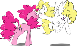 Size: 4758x2910 | Tagged: safe, artist:kryptchild, pinkie pie, surprise, earth pony, pony, g1, g4, female, g1 to g4, gencest, generation leap, kiss on the lips, kissing, lesbian, ship:pinkieprise, shipping, simple background, white background