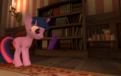 Size: 1440x900 | Tagged: safe, artist:williamcosta303, twilight sparkle, g4, 3d, female, gmod, library, magic, reading, solo