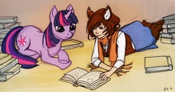 Size: 2160x1128 | Tagged: safe, artist:rheill, twilight sparkle, human, g4, book, reading