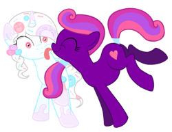 Size: 1216x940 | Tagged: safe, artist:bronybase, oc, oc only, earth pony, pony, unicorn, licking, simple background, tongue out, transparent background, vector