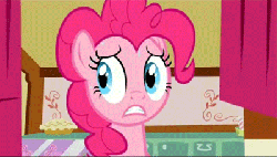 Size: 400x228 | Tagged: safe, screencap, pinkie pie, earth pony, pony, g4, season 2, the cutie pox, animated, female, gif, grin, loop, mare, nervous, nervous smile, smiling, solo, sweat