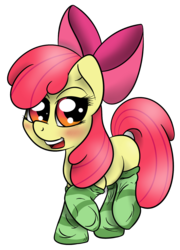Size: 1067x1479 | Tagged: safe, artist:php192, apple bloom, earth pony, pony, g4, blushing, clothes, cute, female, filly, foal, simple background, socks, solo, striped socks, transparent background
