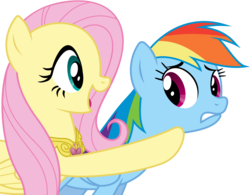 Size: 6000x4685 | Tagged: safe, artist:masem, fluttershy, rainbow dash, g4, magical mystery cure, a true true friend, absurd resolution, element of kindness, simple background, transparent background, vector