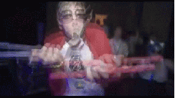 Size: 360x202 | Tagged: safe, artist:popperpony, human, animated, barely pony related, brony, clothes, cosplay, costume, dancing, dave strider, everfree northwest, everfree northwest 2013, glowstick, homestuck, irl, irl human, mic the microphone, photo