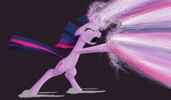 Size: 3600x2100 | Tagged: safe, artist:titanrising01, twilight sparkle, pony, g4, bipedal, female, hyper beam, magic, magic blast, solo