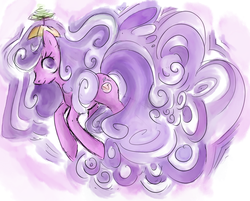 Size: 2066x1663 | Tagged: safe, artist:coco-drillo, screwball, g4, female, flying, hat, propeller hat, solo, swirly eyes