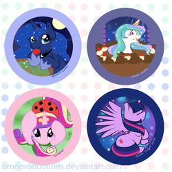 Size: 650x650 | Tagged: safe, artist:omgproductions, princess cadance, princess celestia, princess luna, twilight sparkle, alicorn, pony, g4, alicorn tetrarchy, apple, cake, female, mare, twilight sparkle (alicorn)