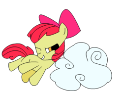 Size: 1000x737 | Tagged: safe, artist:youwillneverkno, apple bloom, earth pony, pony, g4, cloud, female, filly, foal, simple background, solo, transparent background